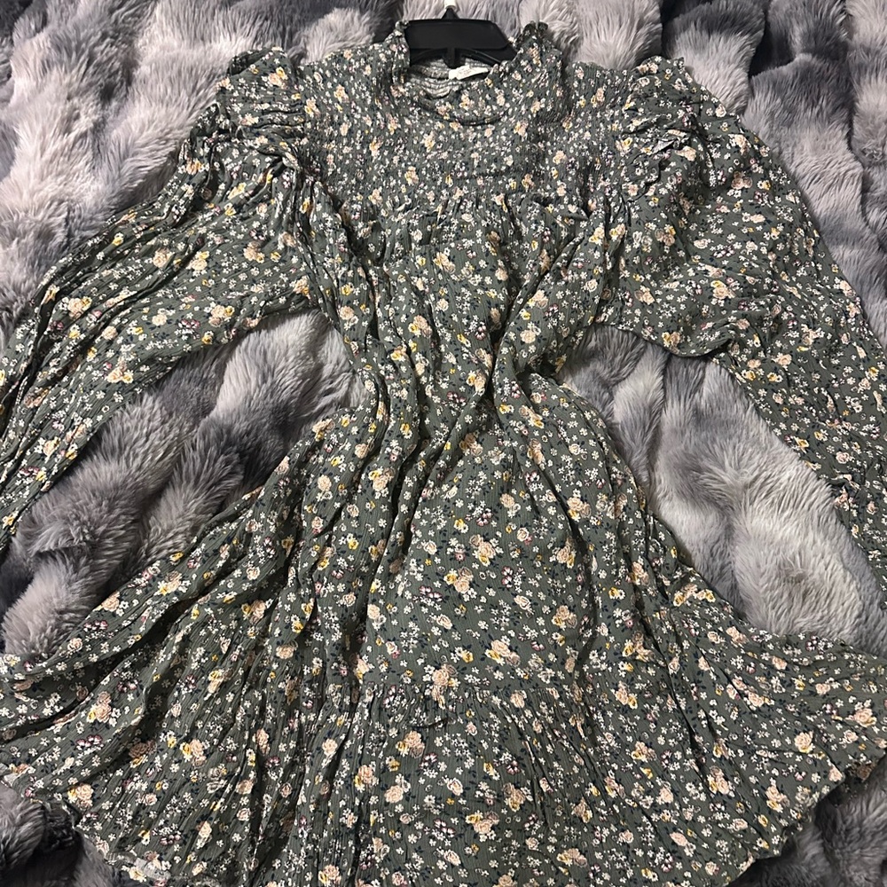 Cottage core little House on the Prairie Floral Long Sleeve dress